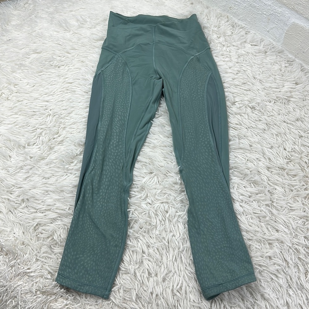 Lululemon Nulu and Mesh Mid-Rise Yoga Crop 23" Tidewater Teal